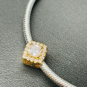 PANDORA Gold Plated Charm with cubic zirconia. New.